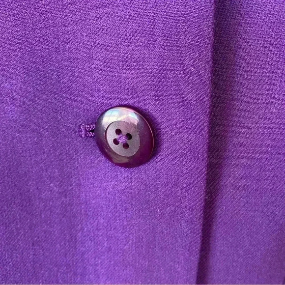 Ellen Tracy Purple Blazer Small Wool 3 Button Front Shoulder Pads Office Career - Picture 5 of 10